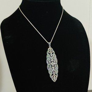 Vintage Southwest STUNNING STATEMENT 3" Pendant 925 Sterling Silver Rope Chain